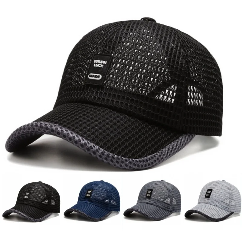 Sombrero para el sol de pesca de malla transpirable, fresco, de secado rápido, Anti-UV, con letras impresas, deportes, correr, Golf, gorras de béisbol, viseras de sombrilla