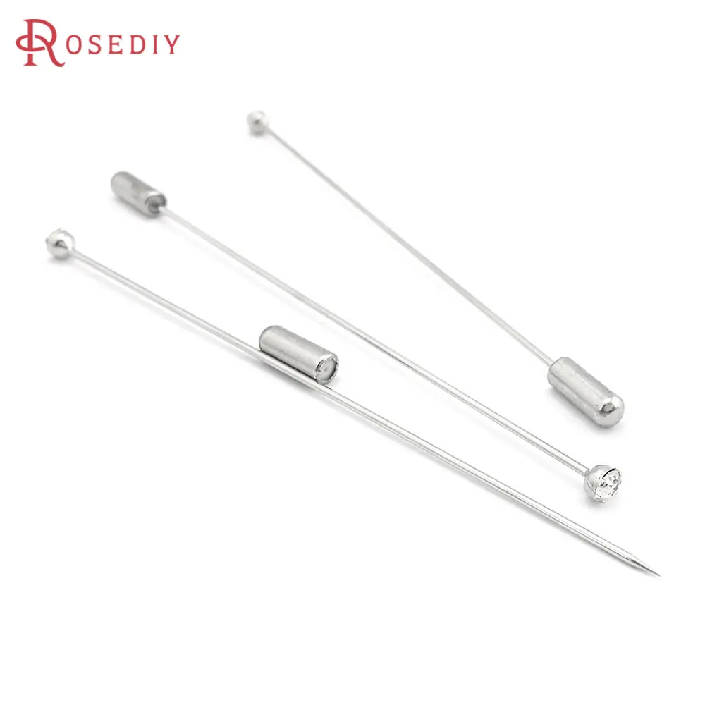 

10PCS Full Length 93MM Imitation Rhodium Color Brass with Glass Rhinestone Brooch Pins Jewelry Making Brooch Diy Accessories