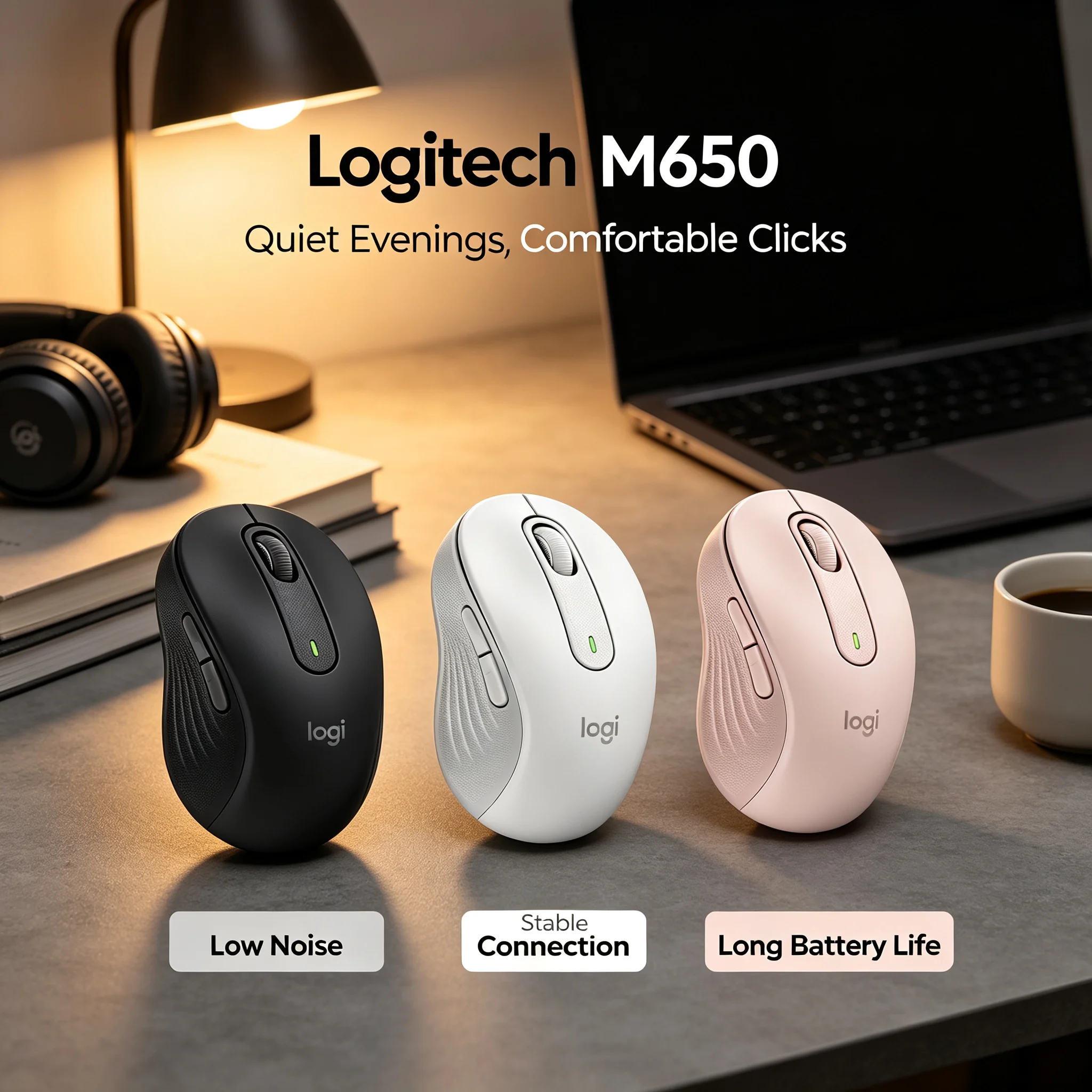 Logitech M650 Bluetooth Ergonomic Mice Wireless Silent Click Multi-device Connection Notebook Desktop PC