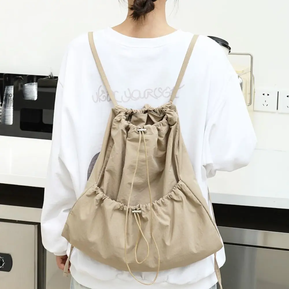 Outdoor Casual Drawstring Backpacks Korean Style Large Capacity Light Soft Nylon Bag Niche Design Light Soft Nylon Bag Tote Bag