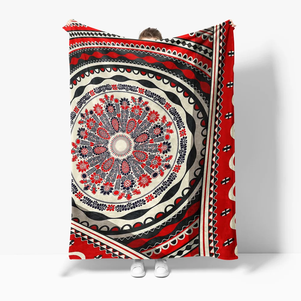 

Богемное одеяло с мандалой и цветочным принтом, красный, черный, хлопковый декоративный ковер, одеяло для кровати, чехол для дивана, подарок