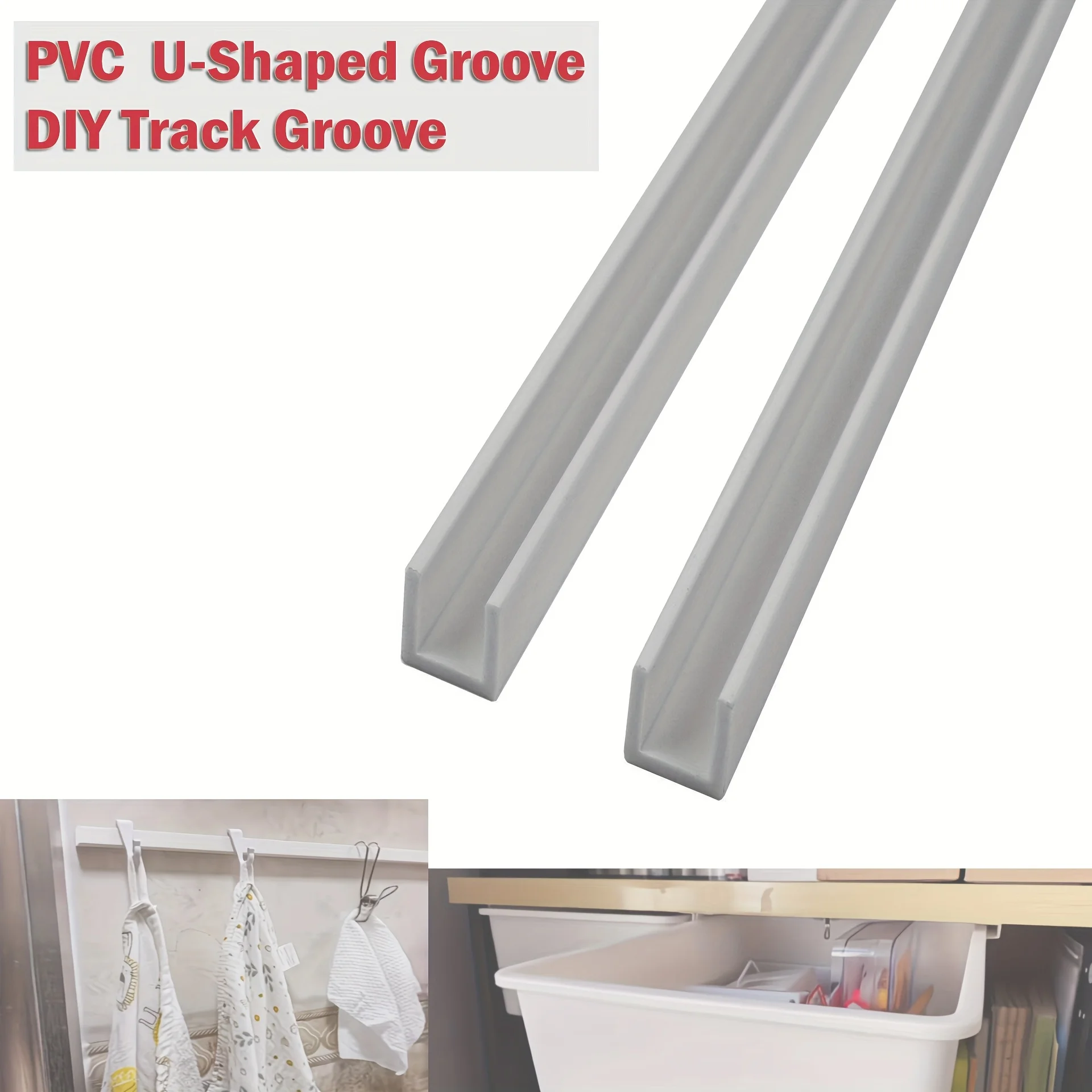 10Pcs PVC U-Shaped Groove Track Fish Tank Glass Edging Protector Strip Multipurpose Plastic Slide Way for Drawer Storage Sliding