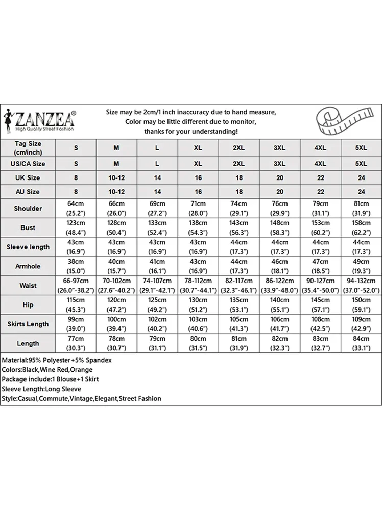 ZANZEA 2025 automne à manches longues Patchwork Blouse jupe costume tricoté ensembles assortis tenue d'hiver mode femmes musulmanes 2 pièces ensembles