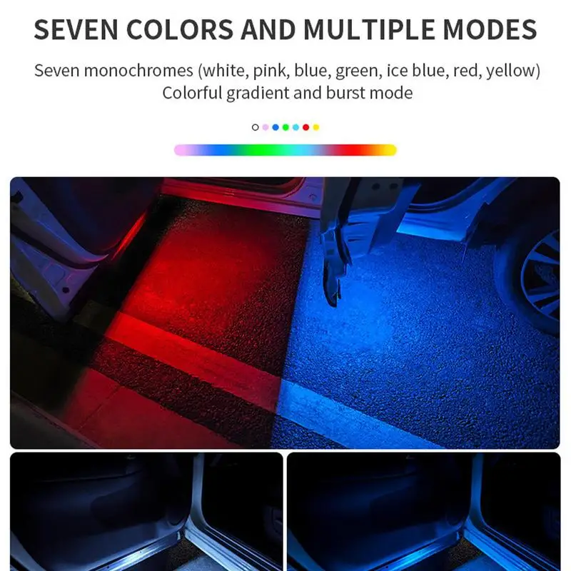 Car Door Sill Lights Wireless Welcome Courtesy Light Flashing Light LED Car Interior Atmosphere Warning Lamps