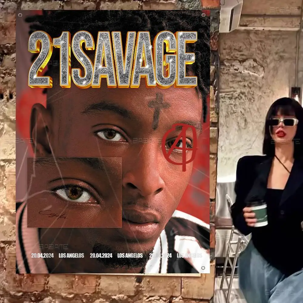 Popular Singer Rapper 21 S-Savage DIY Flag For Family Group Photo Living Room Home Dorm Decor Wall Art Decor Banner