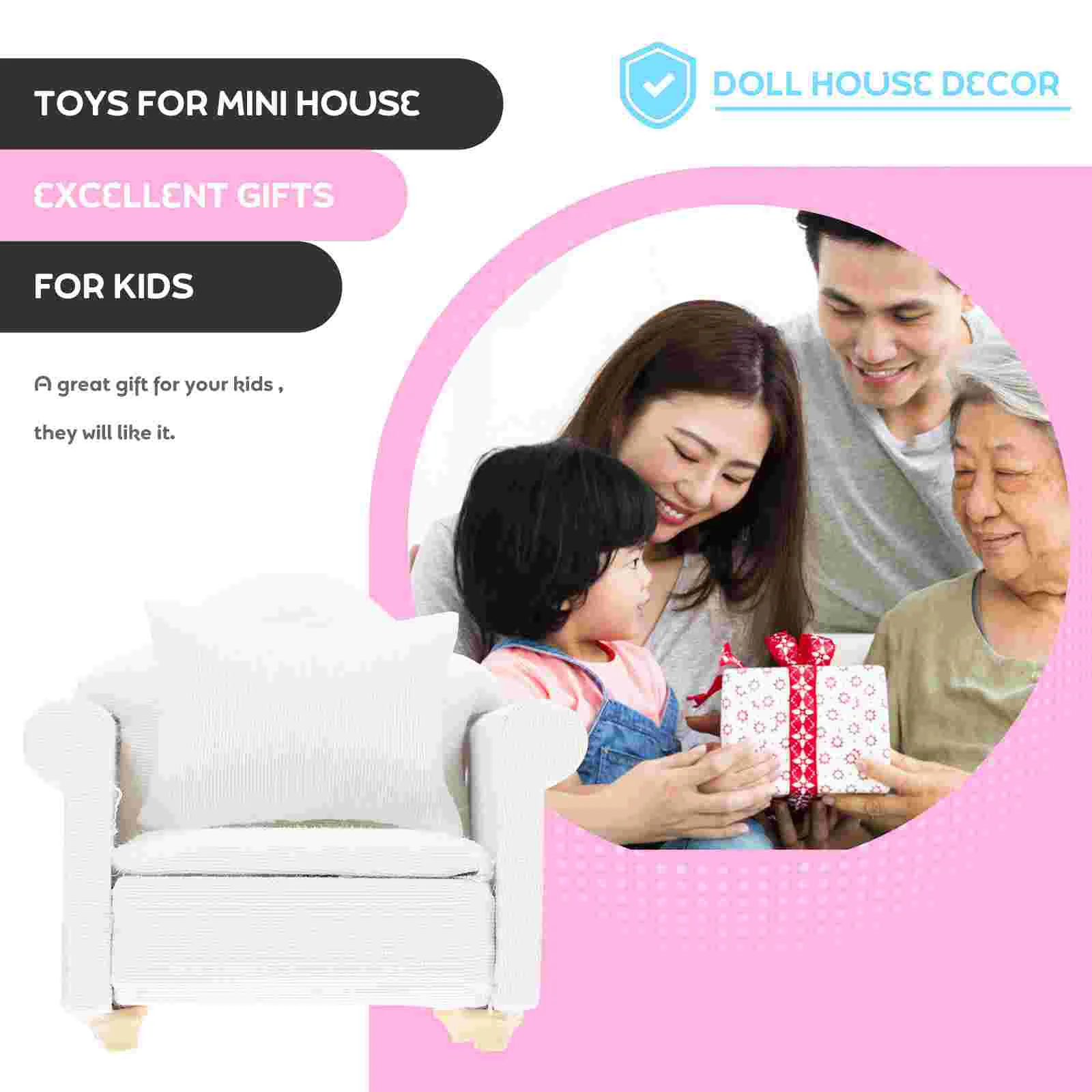 Mini Furniture Dollhouse Single Sofa with Room Scene Miniature Cotton Individual