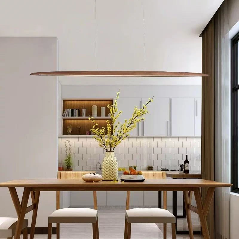 2026 Wood Pendant Light LED Wooden Hanging Lamp LED Pendant Linear Light Wood Long Kitchen Island Lamp For Dining Living Room Of