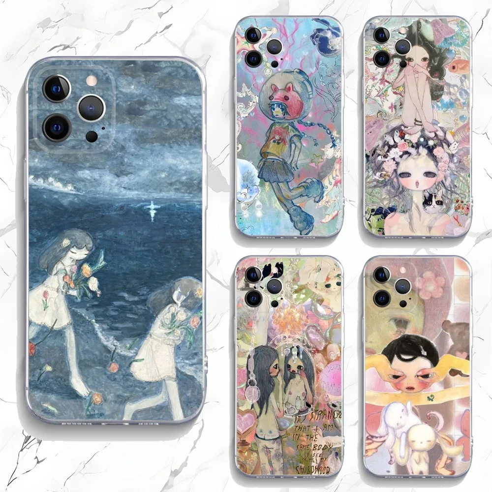 Aya Takano paintings Phone Case For iPhone 16,15,14,13,12,11 Plus,Pro,Max,XR,XS,X,7,8 Plus,SE,Mini Transparent Silicone Soft