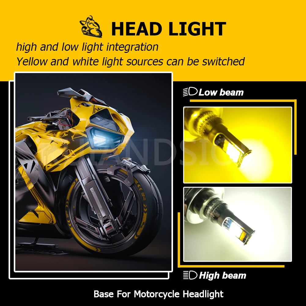 P45T LED Motorcycle Bulb White Amber Switchback BA20D LED 10-30V Hi Low Beam LED Moto Headlight Lamp for Motorbike ATV UTV Light