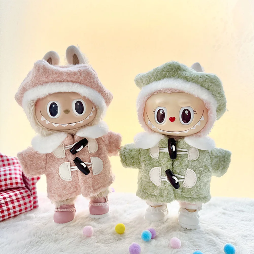 Mini Doll'S Clothes Outfit Accessories for Korea Kpop Exo 15-17cm Labubu Idol Pendant New Year's Hexagonal Beret Coat Clothing