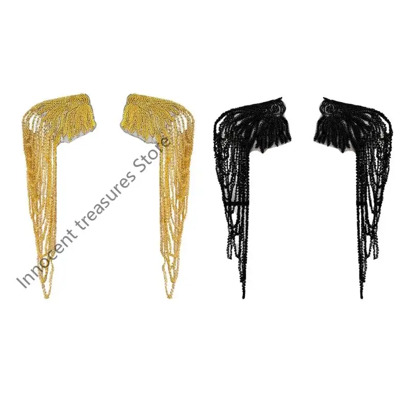 

3XUA 1Pair Fringed Sequined Uniform Shoulder Epaulet Stage Performers Costume Garment