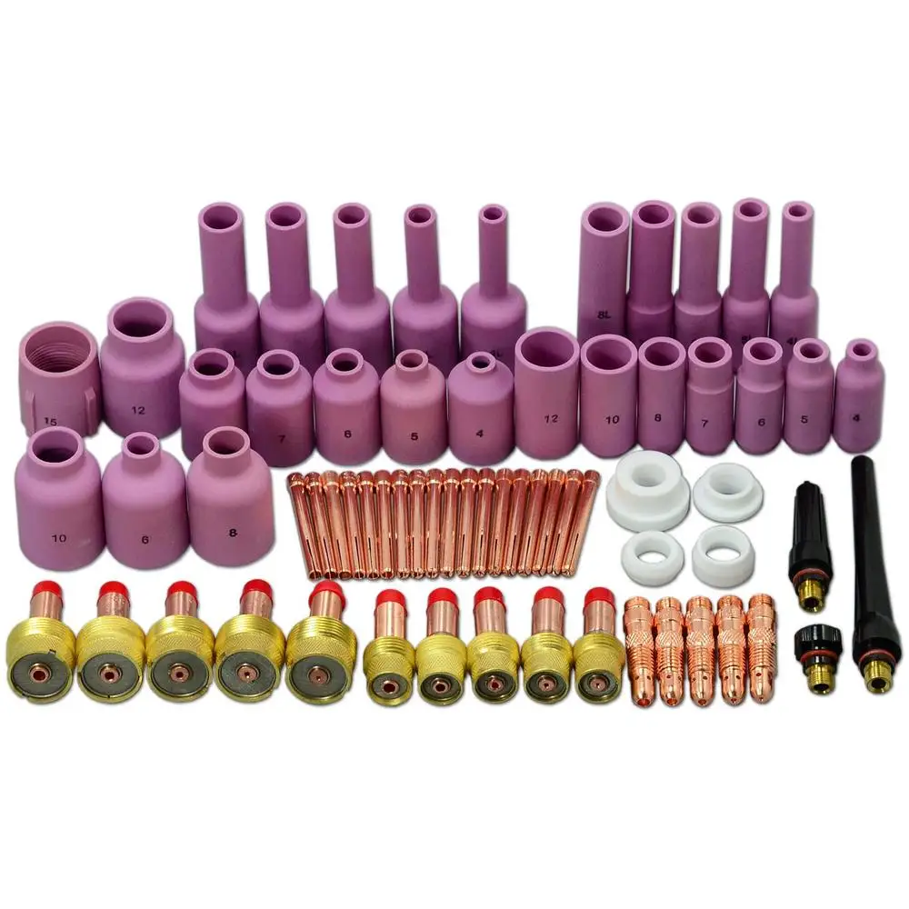 TIG Welding Torch Gas Lens Collet Body Ceramic Cups Kit Assorted Size QQ300 PTA DB SR WP 17 18 26 Kit 27pcs Alumina Nozzle 18pcs