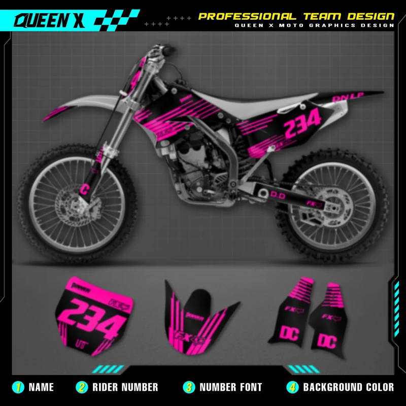 QUEEN X MOTO Motorcycle Team Graphics Decal & Sticker Kit For SUZUKI 2004 2005 2006 RMZ250 003