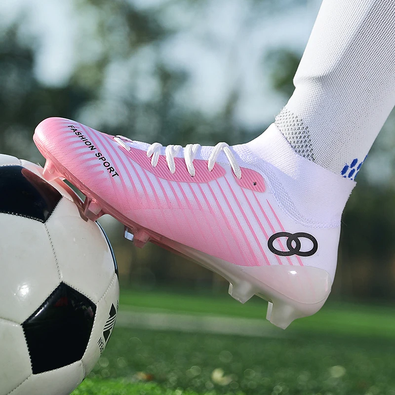 Buty piłkarskie dla mężczyzn buty piłkarskie do gry na zewnątrz trampki z murawą trening na hali buty do futsalu Drop Shipping chłopięce korki do