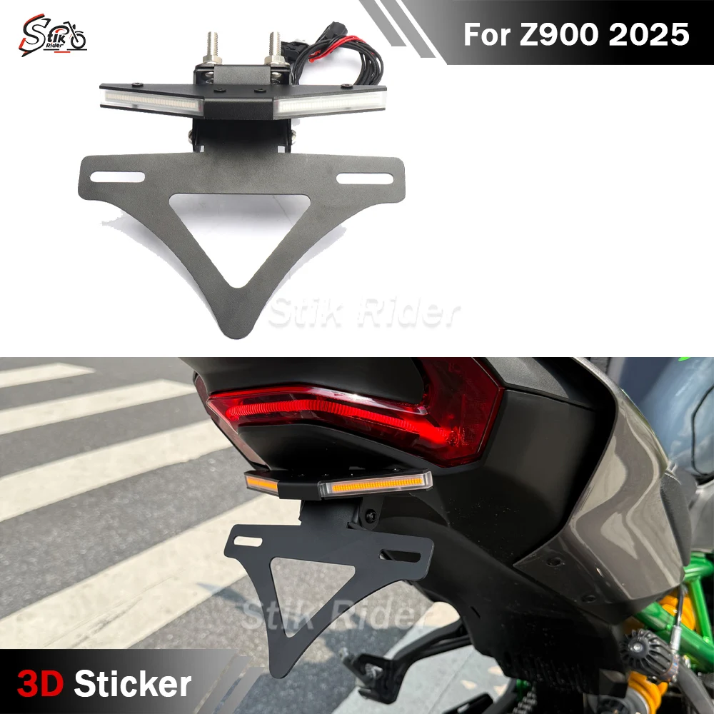 

For Kawasaki Z900 2025+ New Motorcycle Brake Turn Signals Integrated LED Lights License Plate Bracket