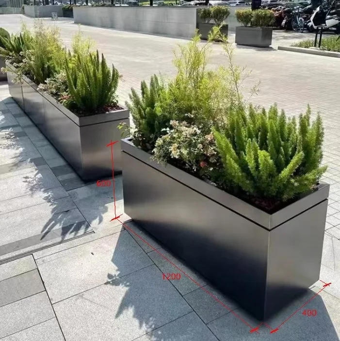Stainless Steel Flower Box Planter Non-Toxic Outdoor Decorative Plant Holder for Balcony Patio Living Space Arrangement Square
