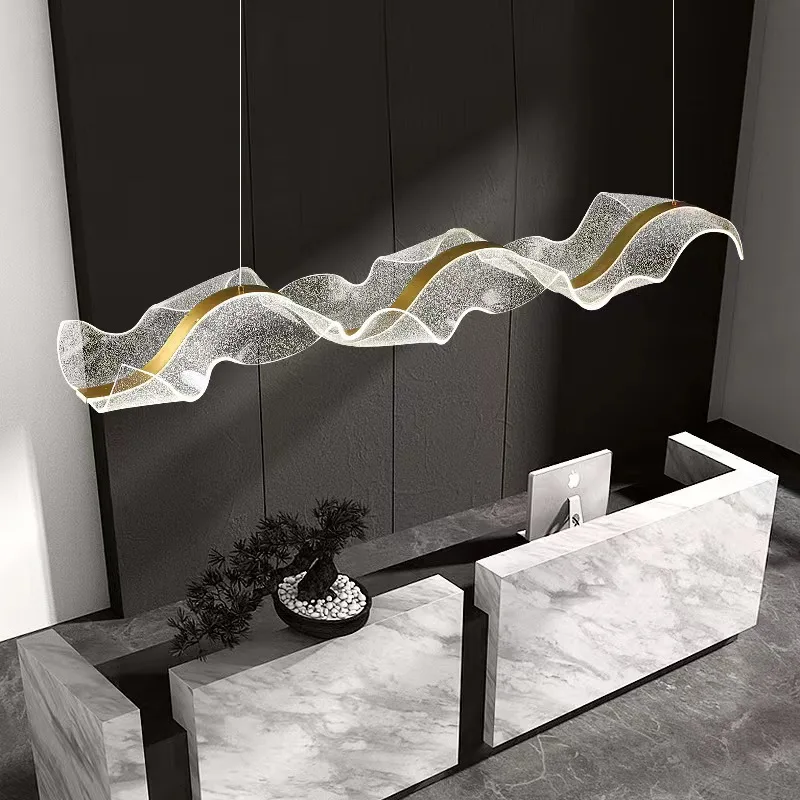 

Nordic Creative Restaurant Chandelier Living Room Design Long Wave Chandelier Restaurant Bar Light Restaurant Home Decoration