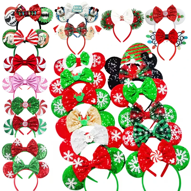 Mickey mouse natal orelha headbands para crianças meninas elk hairbands adultos mulheres pérola mini urso arcos acessórios de cabelo presente