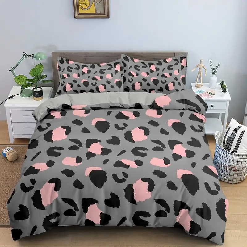

Soft Leopard Print Bedding Set King Queen Size Microfiber Print Duvet Cover For Kids Teens Men Women Pillowcases Bedroom Decor