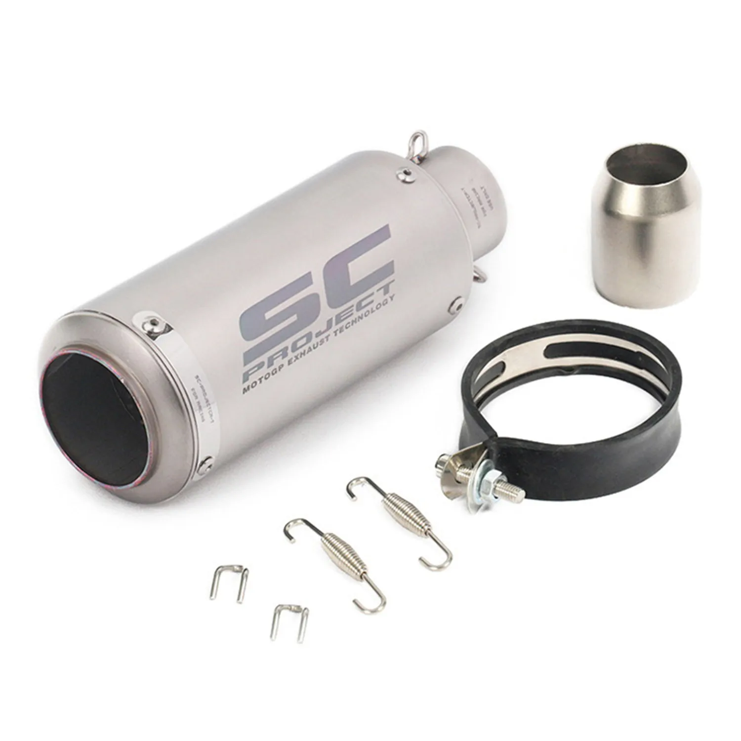

51mm Silver Stainless Steel Universal Motorcycle Exhaust Pipe Rear Modification with 245*89*89mm Size, 51mm Interface