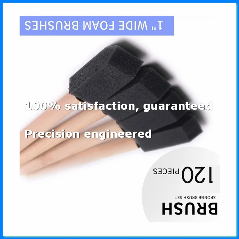 120 Pcs Foam Paint Brushes, 1 Inch Foam Brush with Wood Handle, Bulk Sponge Brushes for Painting, Foam Art Paintbrushes-A50M