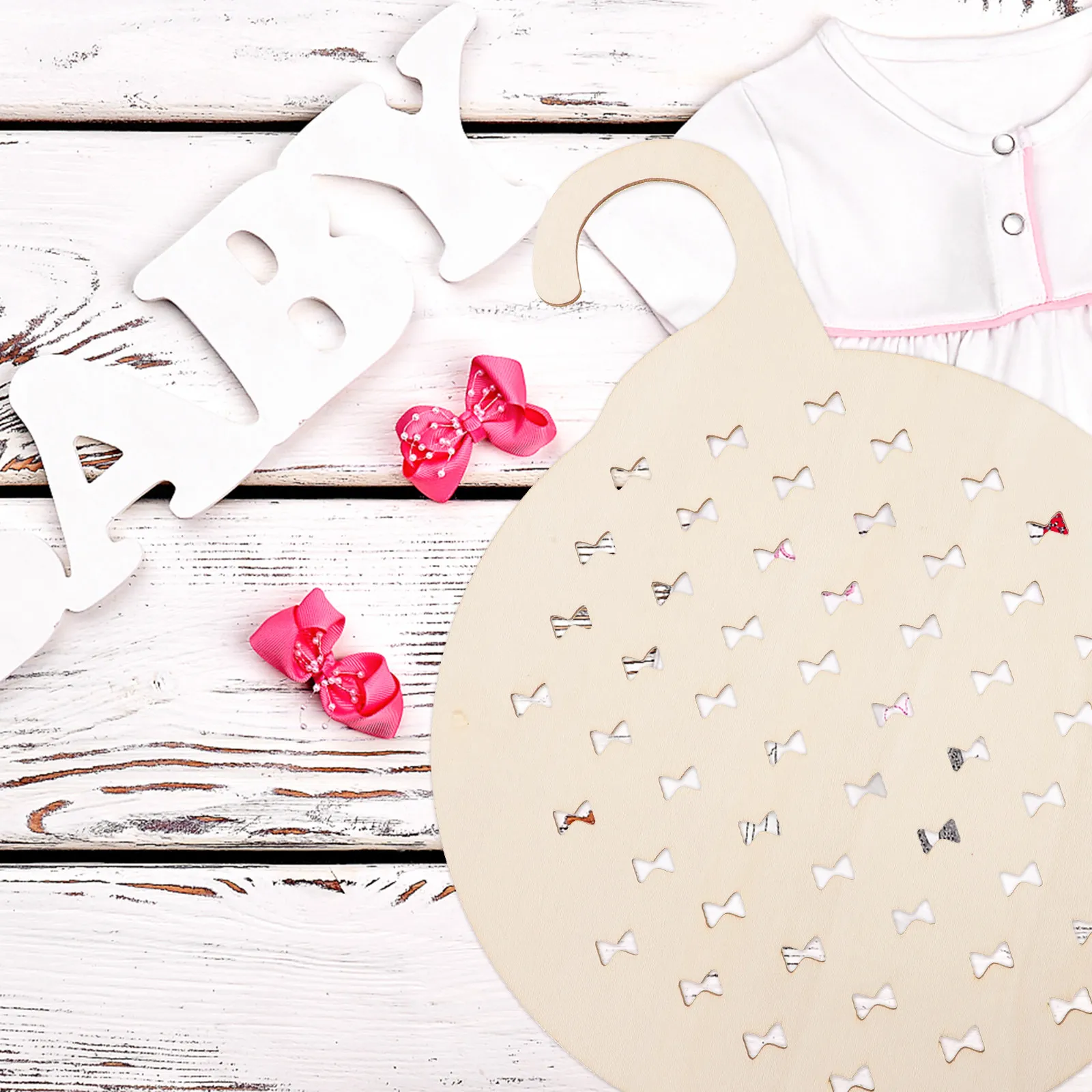 

Hanging Wooden Hair Bow Clip Holder Organizer for Hair Accessories Headbands Scrunchies Clips Display Home Decor