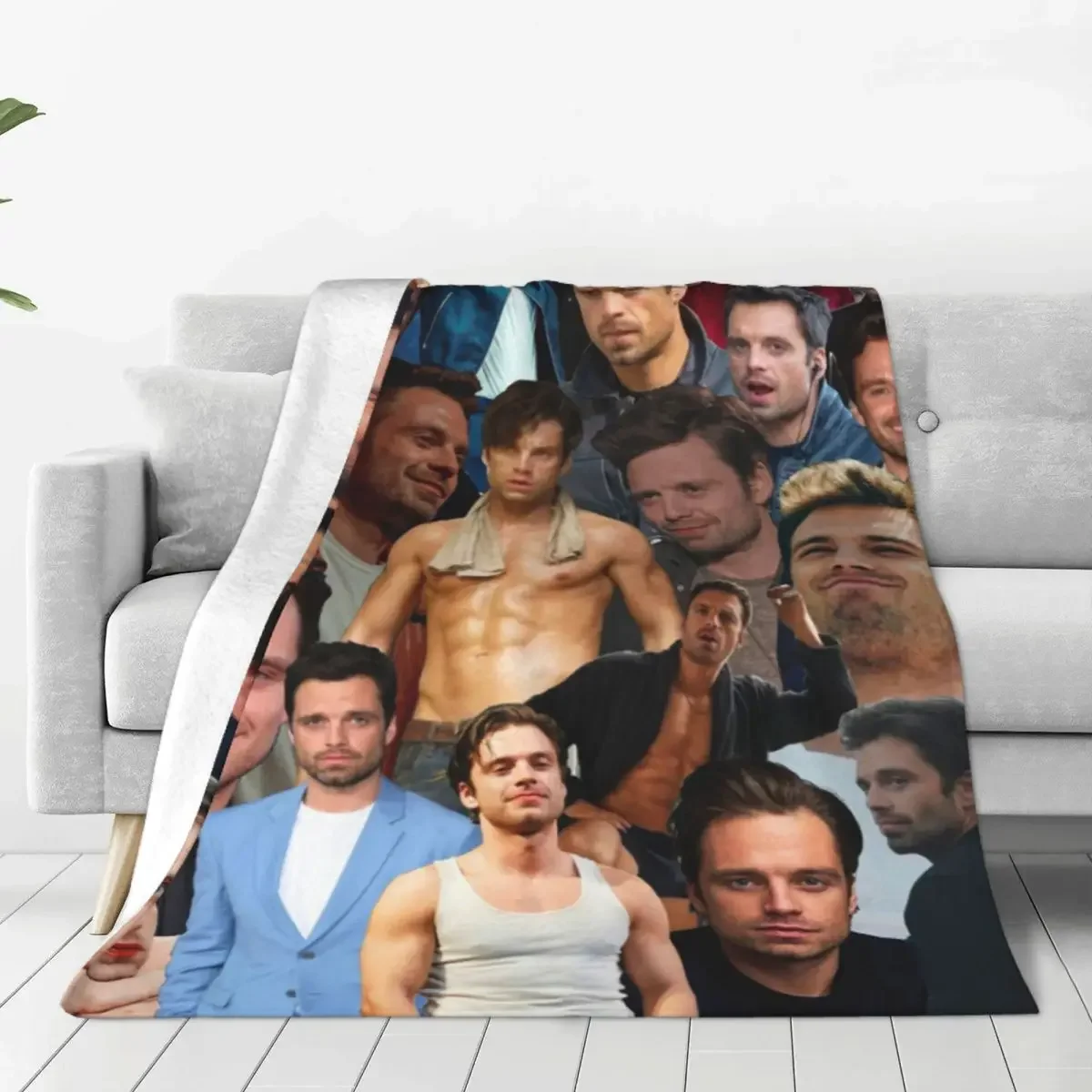 

Sebastian Stan Collage Blanket Velvet Spring Autumn Movie Actor Portable Super Soft Throw Blankets for Bedding Office Bedspreads