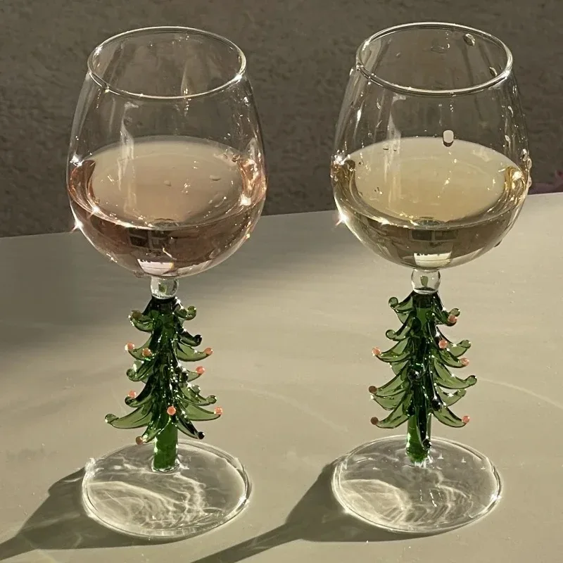 Advanced Atmosphere Christmas Wine Glass Colored Glass Wine Glasses Christmas Tree Decoration Goblet Christmas Gift Gifts