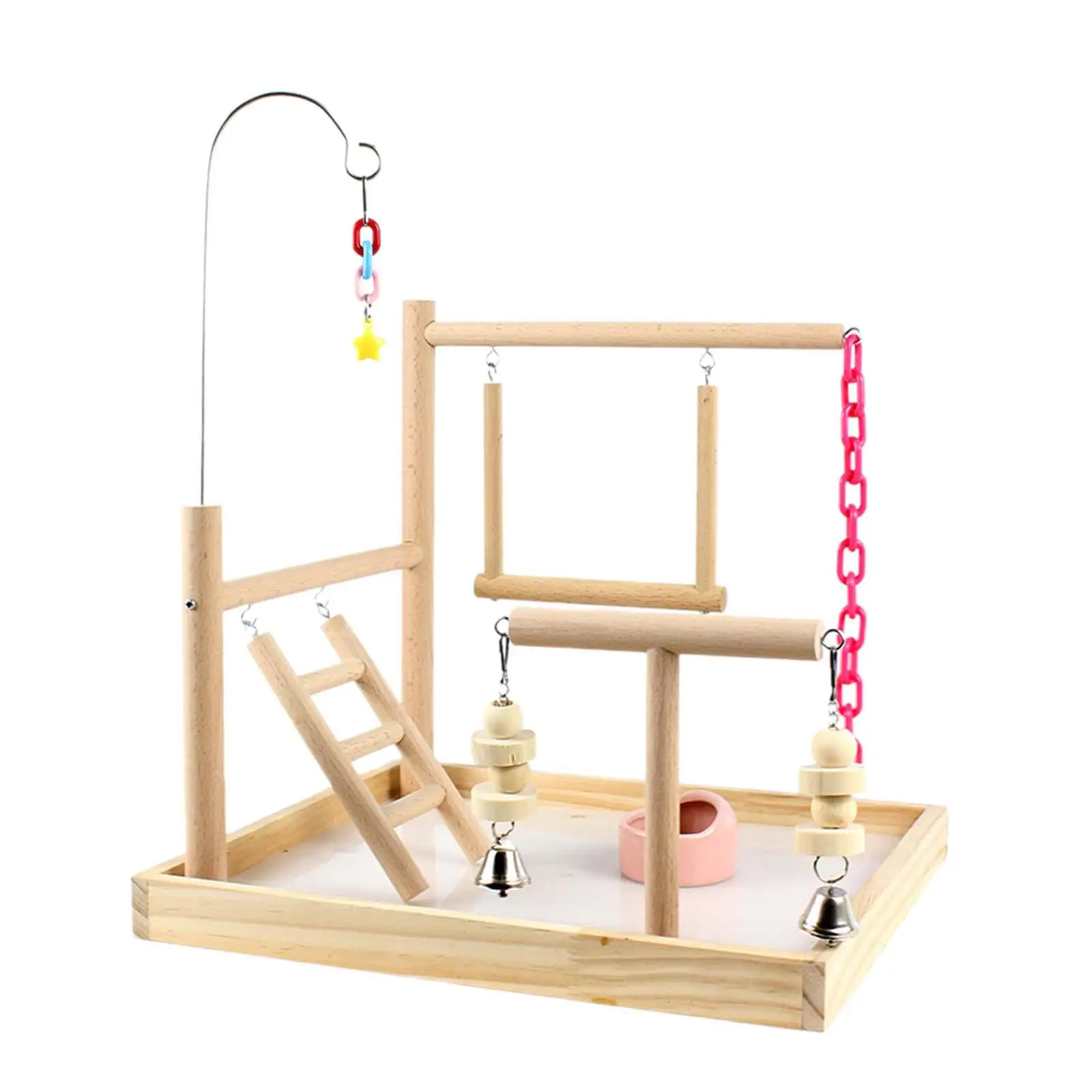 Parrot Playground Exercise Toy Wood Perch Stand for Cockatiel Budgie Macaws