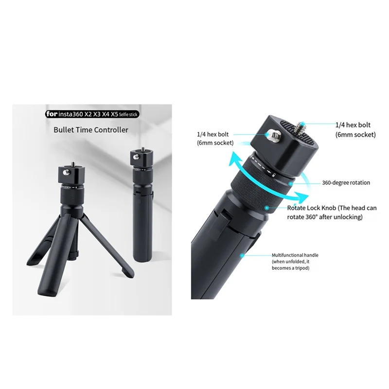 【Home-Tools!】For Insta360 X5 X4 X3 Invisible Selfie Stick Bullet Time Handle Extended Tripod Bundle For Panoramic Cameras