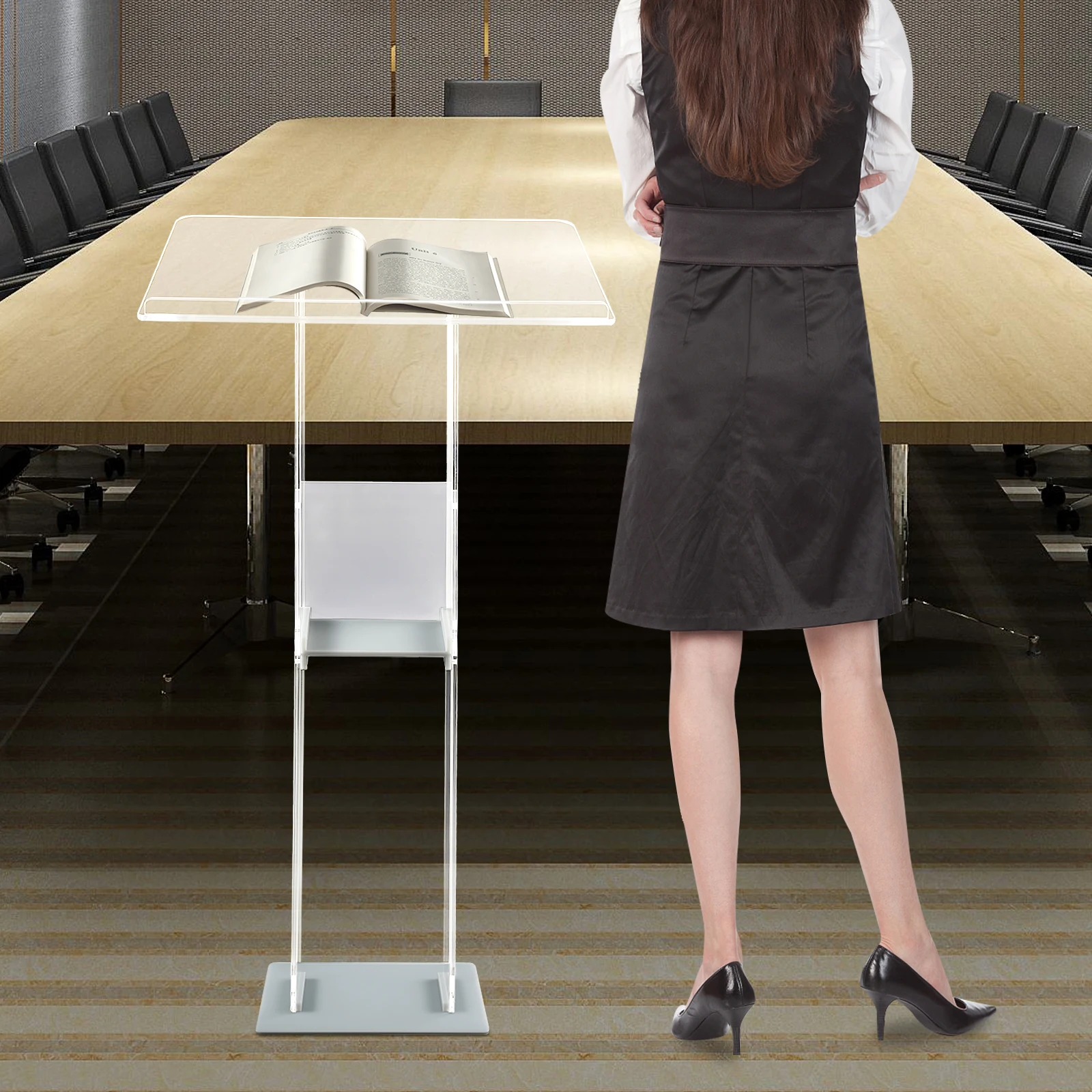 

Акриловая подставка для подиума, прозрачные кафедри и целлюлозы, длина 23,6 дюйма x 15,7 дюйма Ш x 46,1 дюйма В, профессиональные презентационные подиумы, простая сборка