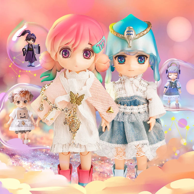 YMY OB11 Doll 12 Constellations Pocket Bjd Doll Cartoon GSC Toy Fullset Movable Joint Anime Figure Doll Birthday Girl Gift