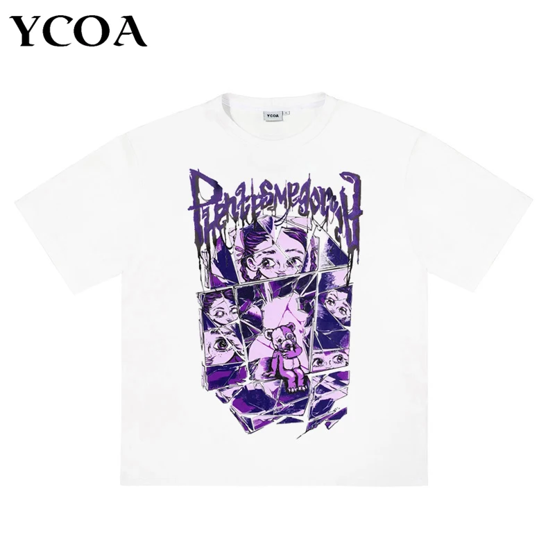 Men's  T-Shirt Phantasmagoria Graphic Cotton Oversized Vintage Harajuku Short Sleeve Tops Tees Aesthetic Y2k Streetwear Clothing