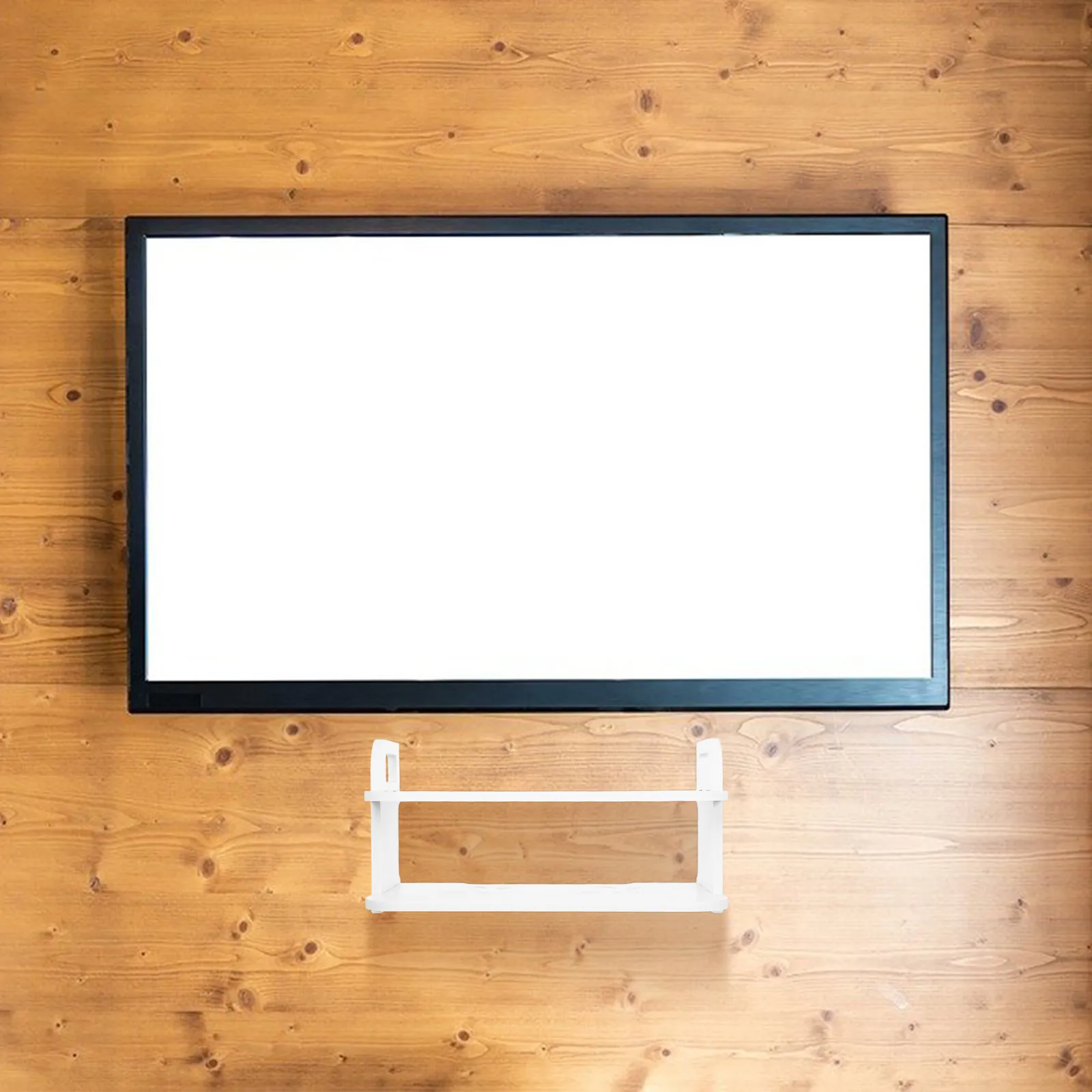 1Set Wall Mounted Projector Rack Router Storage Holder Two Tier Hollow Design No Drill Installation Home Organizer