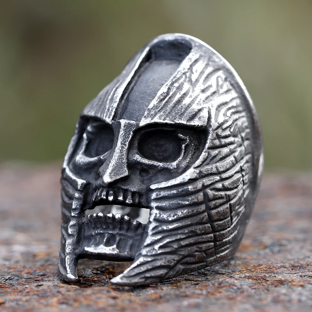 2025 Hip-Hop Herren Biker 316L Edelstahl Ringe Kopf Böse Maske Schädel Ring Gothic Punk Rock Biker Schmuck Zubehör Geschenk