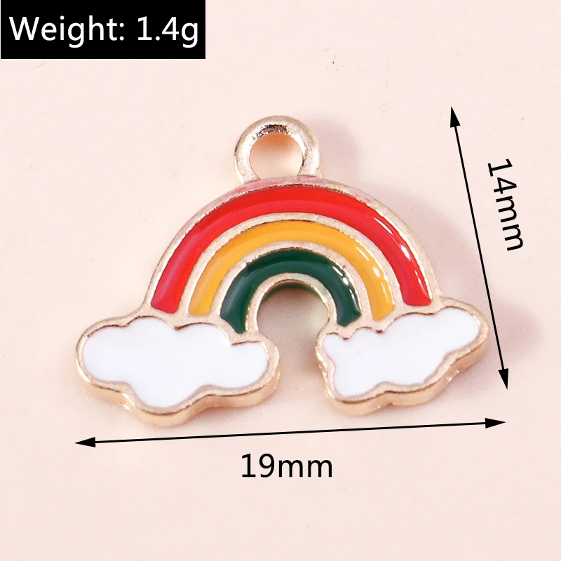 20 Stück niedliche Emaille-Regenbogen-Wolken-Charms-Anhänger für Schmuckherstellung, Halsketten, Ohrringe, Armbänder, Zubehör, DIY-Bastelbedarf – Detail 1