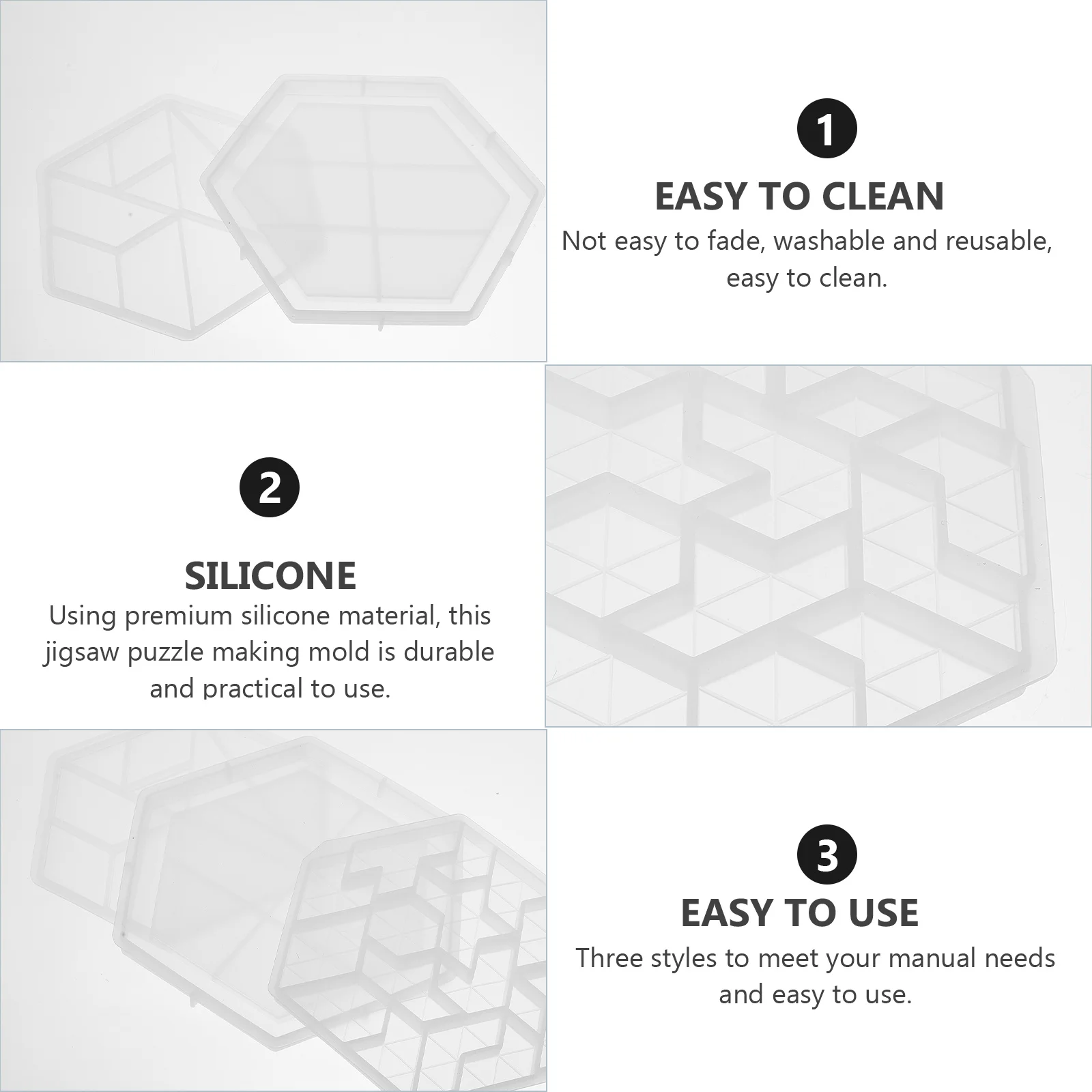 3Pcs Jigsaw Puzzle Molds DIY Manual Molds Premium Silicone Material Nondeformable Safe for Creative Crafts and Home Decor