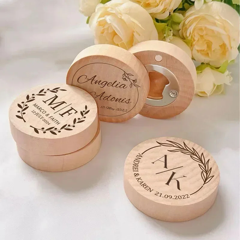 1PCS Free Customizable Bottle Openers Wood Refrigerator Magnet Phrase Opener Communion Details Guest Wedding Memories Gift