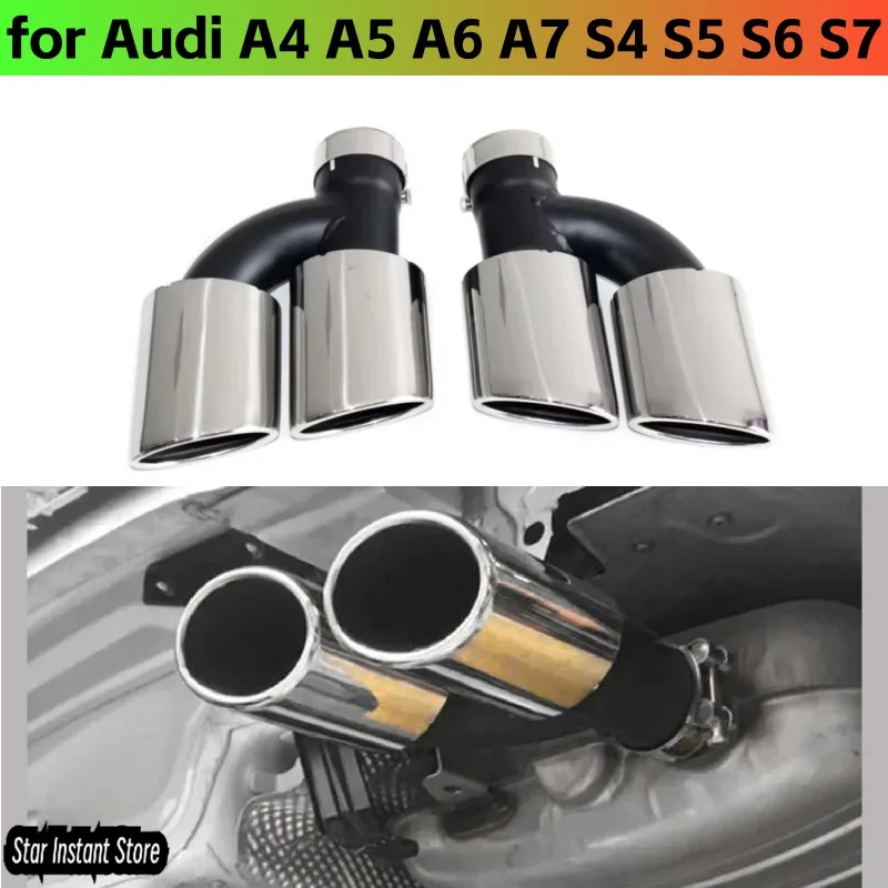 

Насадки из углеродного волокна для Audi A4 A5 A6 A7 S4 S5 S6 S7, черные глушители из нержавеющей стали