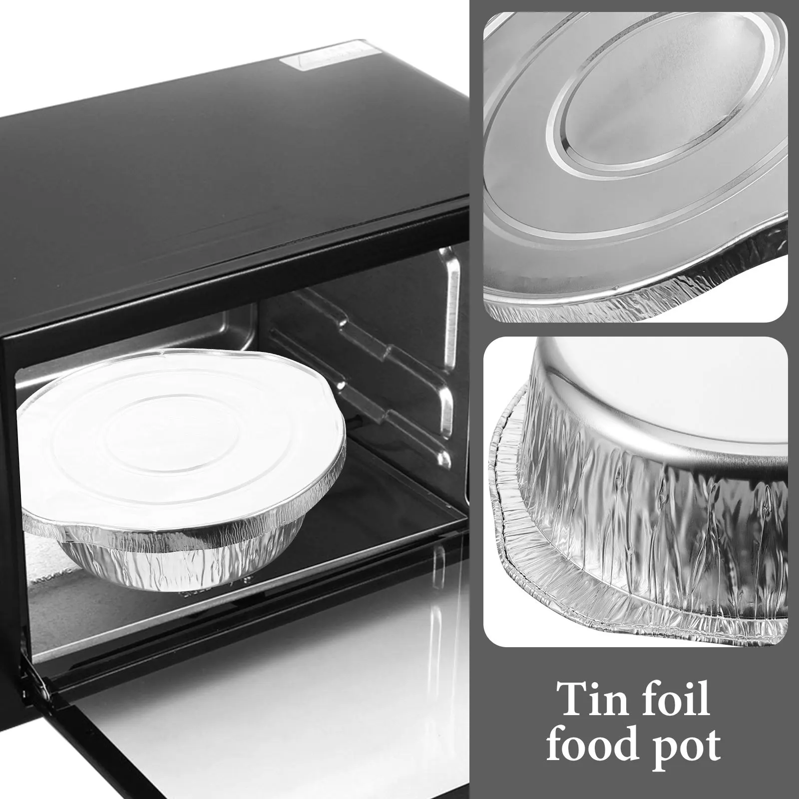 

5Sets Portable Tin Foil Plates Multi-Use Bbq Grill Pots Air Fryer Microwave Containers Tin Foil Pans