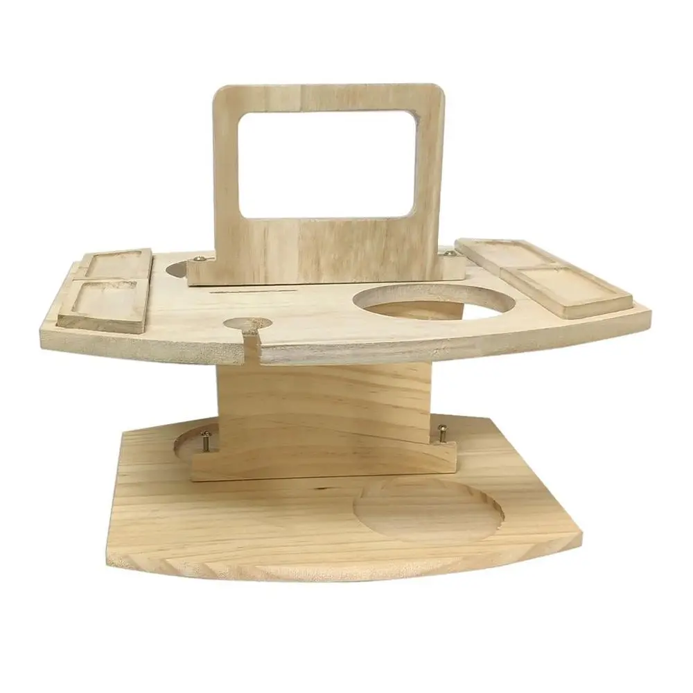 

Wooden Outdoor Picnic Table with Glass Holder, Wine Table, Portable Picnic Small