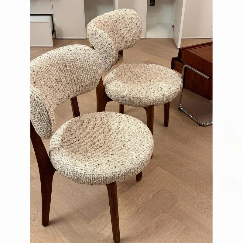 

Chair French retro cream style without armrests Dining chair Living room single chair Light luxury European solid wood dining