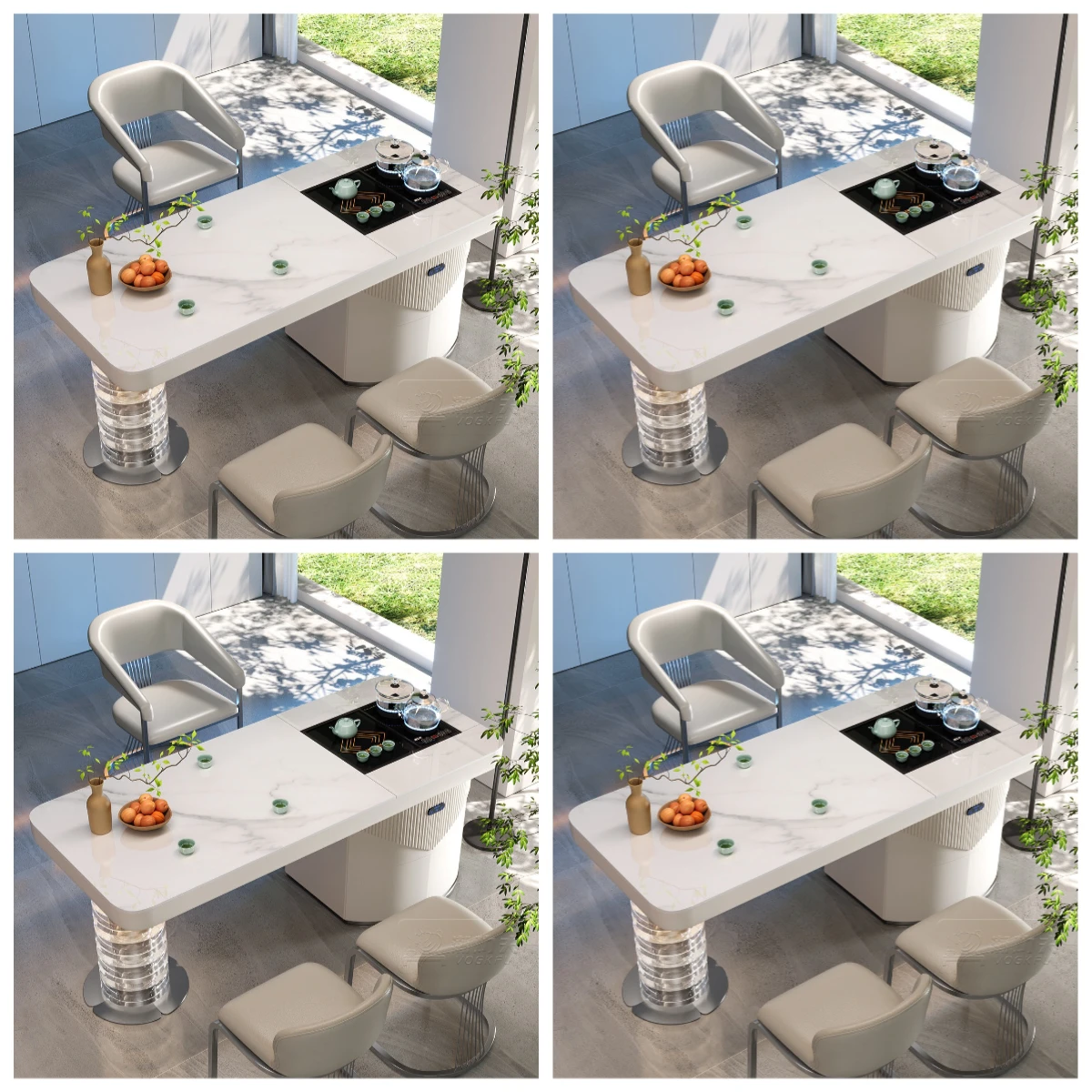 LLY intelligent liftable tea table light luxury modern high-end tea table home balcony tea table