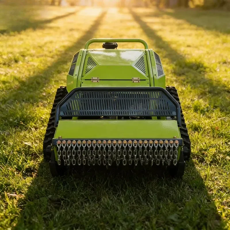 Intelligent Wireless 5 5L Fuel Tank Remote Control Tracked Mower With Overload Protection for Orchard Floor Management