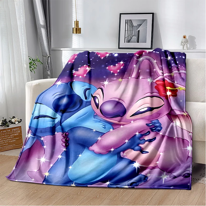 Cartoon Stitch koc moda rysunkowy potwór flanelowy puszysty koc polarowy dzieci i prezent dla dorosłych Sofa Travel Camping