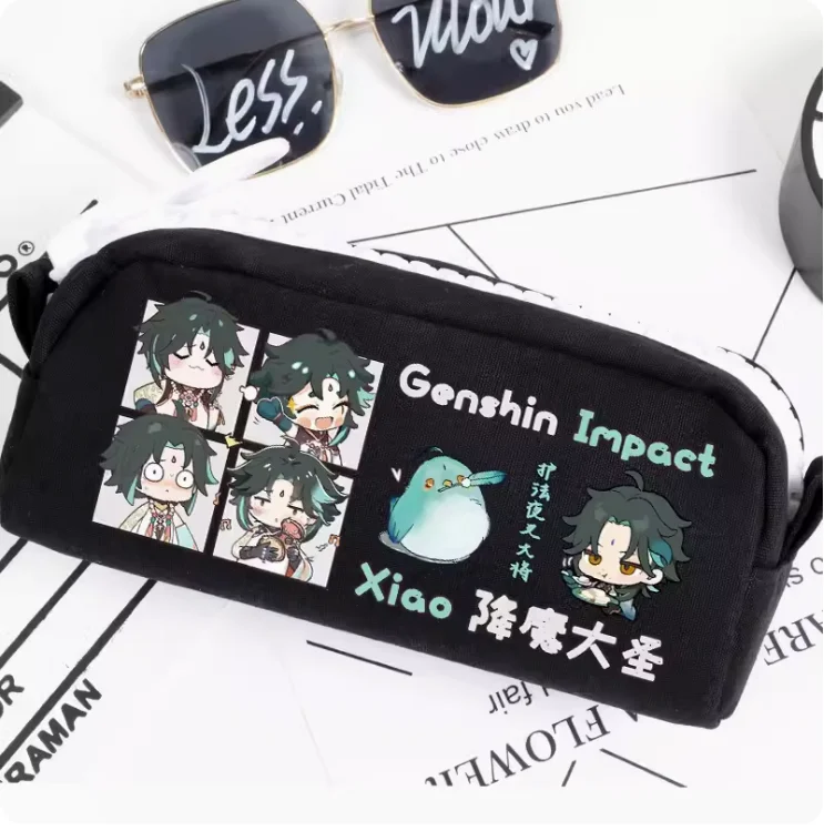 

Anime Genshin Impact Xiao Pencil Case Oxford Canvas Storage Bag Pencil Box Pencilcase School Pen Bag 1861