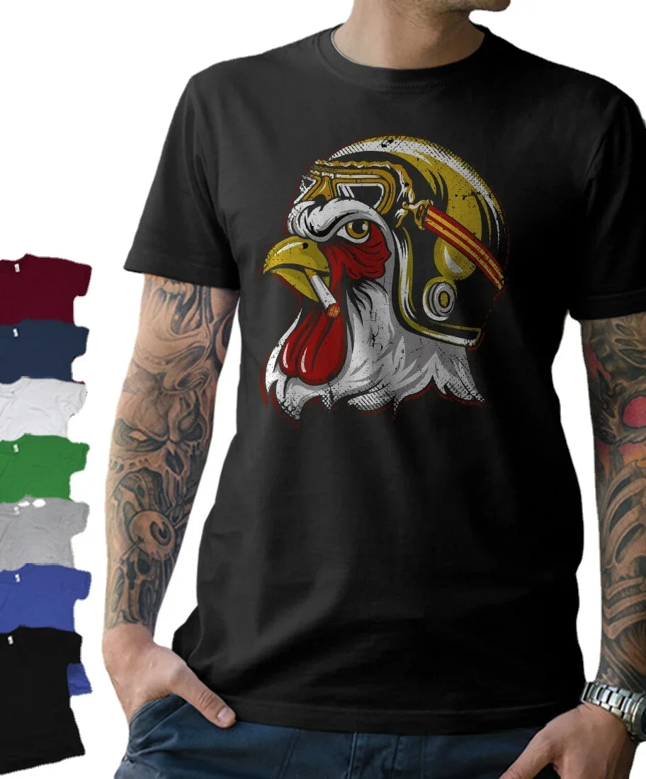 

Rooster Biker Motorcycle Oldschool Chopper MC Cafe Racer T-Shirt 100% Cotton O-Neck Short Sleeve Summer Casual Mens T-shirt
