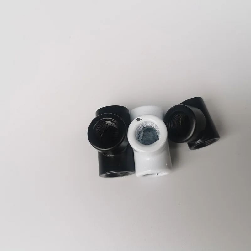 2PCS M10 Black/White Thickened Iron Tee Connector T-Shaped Adapter DIY Lighting Lamp Tooth Tube Tee Connector