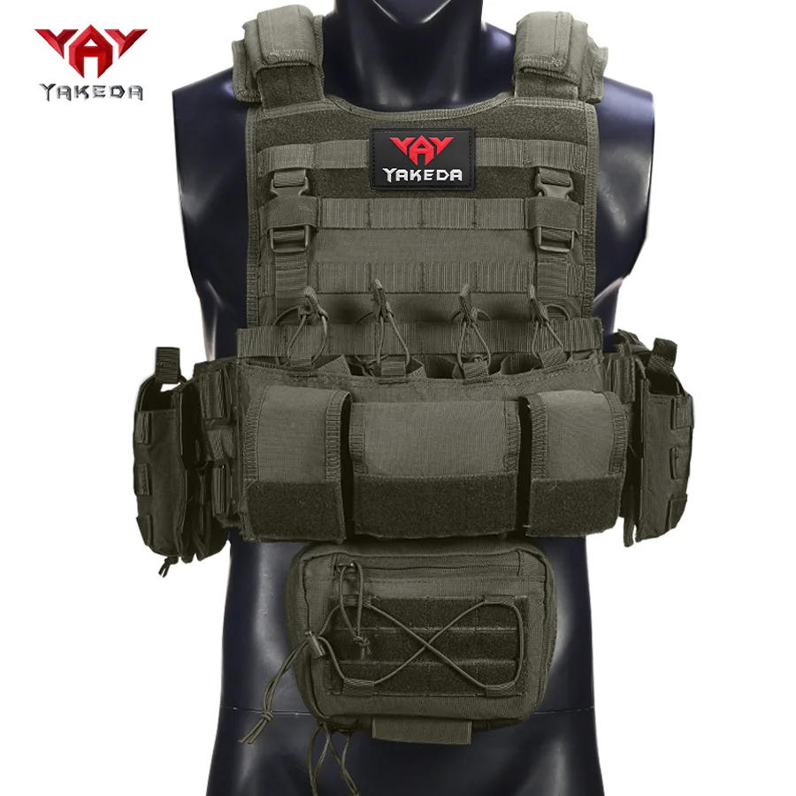 YAKEDA tiene cuatro chalecos de caza de liberación rápida de metal con una gran bolsa triple para colgar en la parte delantera