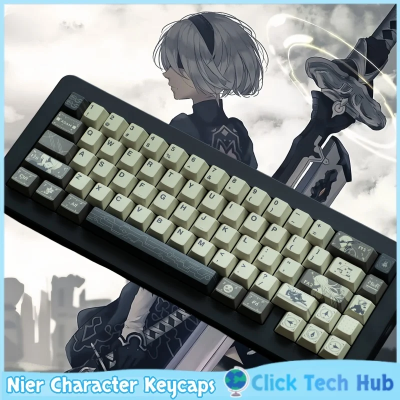 

Yorha No. 2 Type B Keycaps 155key Nier Game Themed Key Cap Oem Pbt 5 Side Dye Sublimation Mechanical Keyboards Keycaps Game User